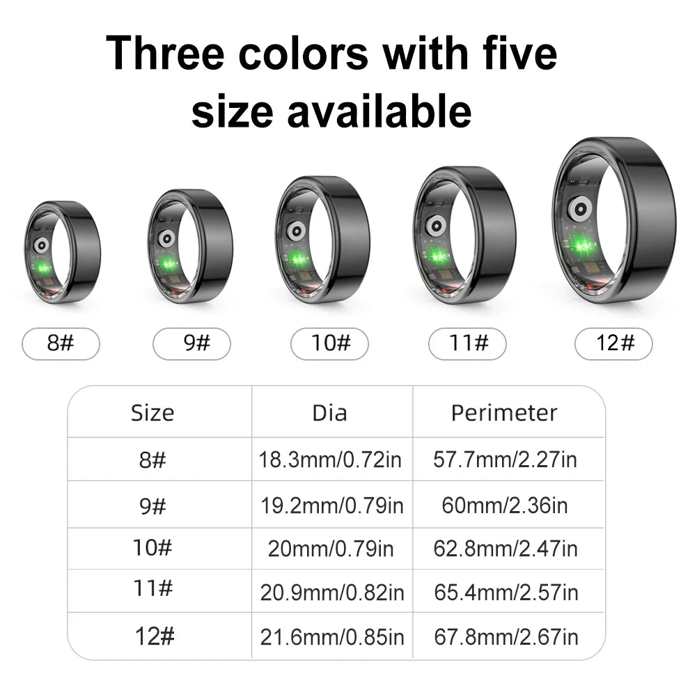 Anillo Inteligente Shunmaii R02 – Monitor Integral de Salud y Actividad, IP68 & 5ATM, Rastreador de Ritmo Cardíaco, Oxígeno, Sueño y Estrés