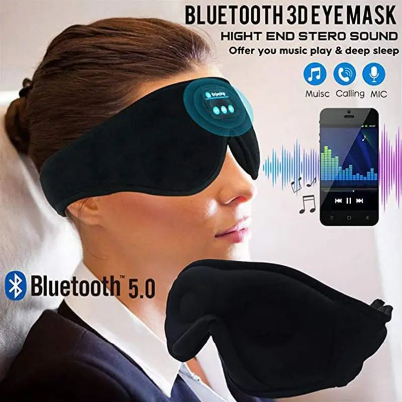 Máscara 3D para Dormir con Auriculares Bluetooth 5.0 – Confort Inalámbrico para Viajes y Descanso